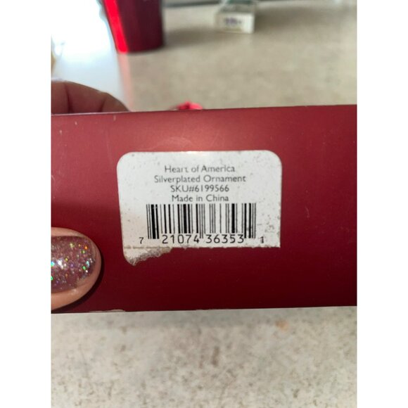 Lenox Heart Of America Silver-Plated Ornament With American Flag Design - Picture 5 of 5